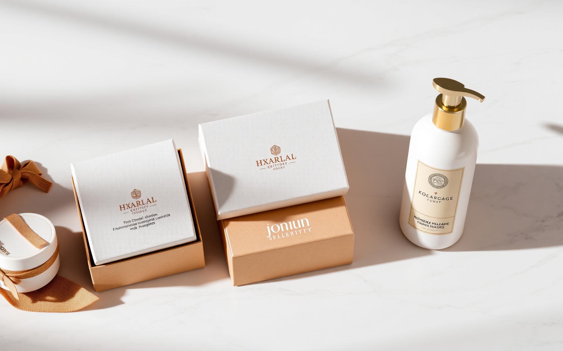 Custom-branded luxury hotel amenity packaging mockups