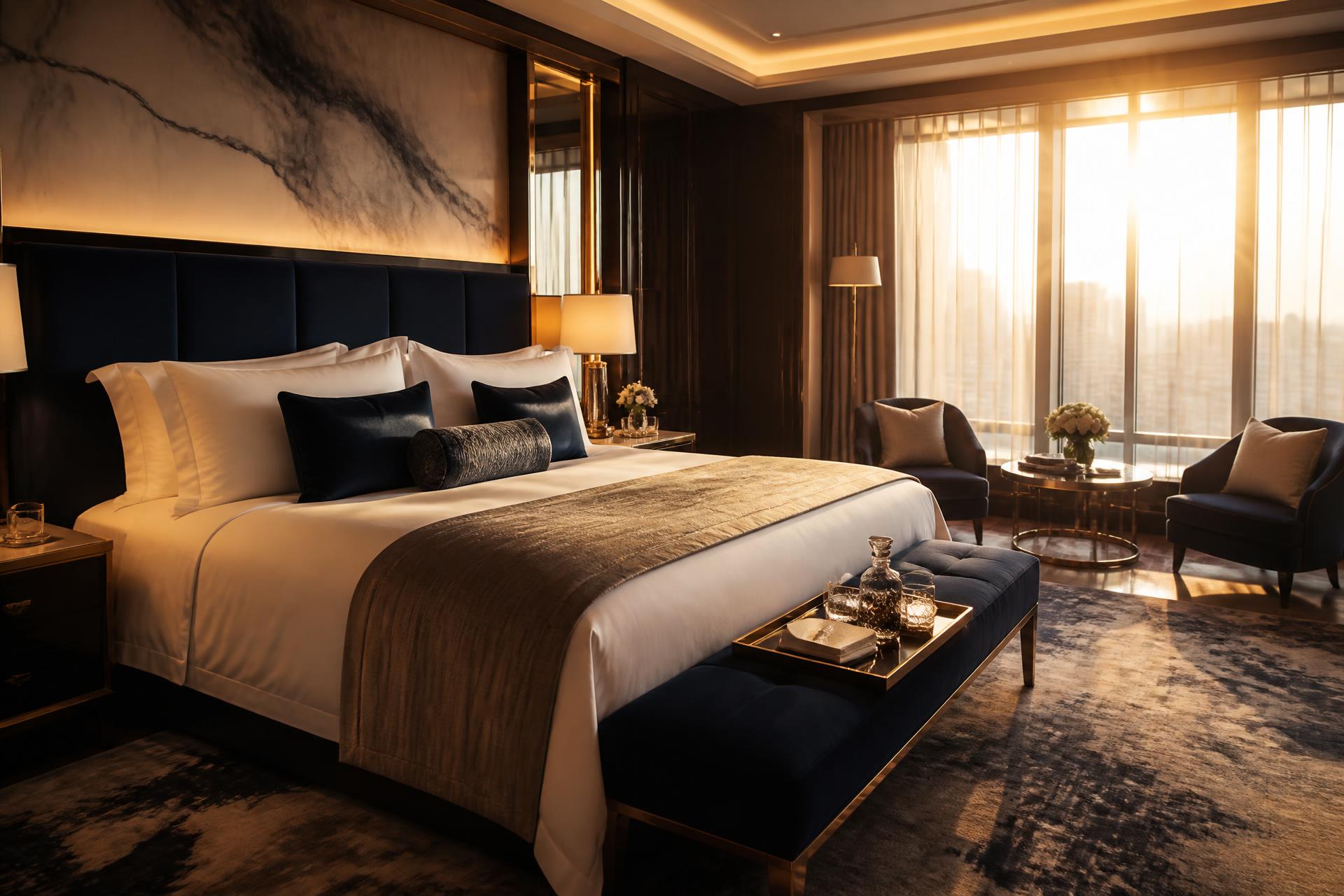 Crafted hospitality interior at dusk